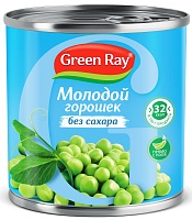 Горошек зеленый консервированный 'Грин Рэй' из м/с молодой без сахара ж/б 425млнедорого в сети супермаркетов Семишагофф
