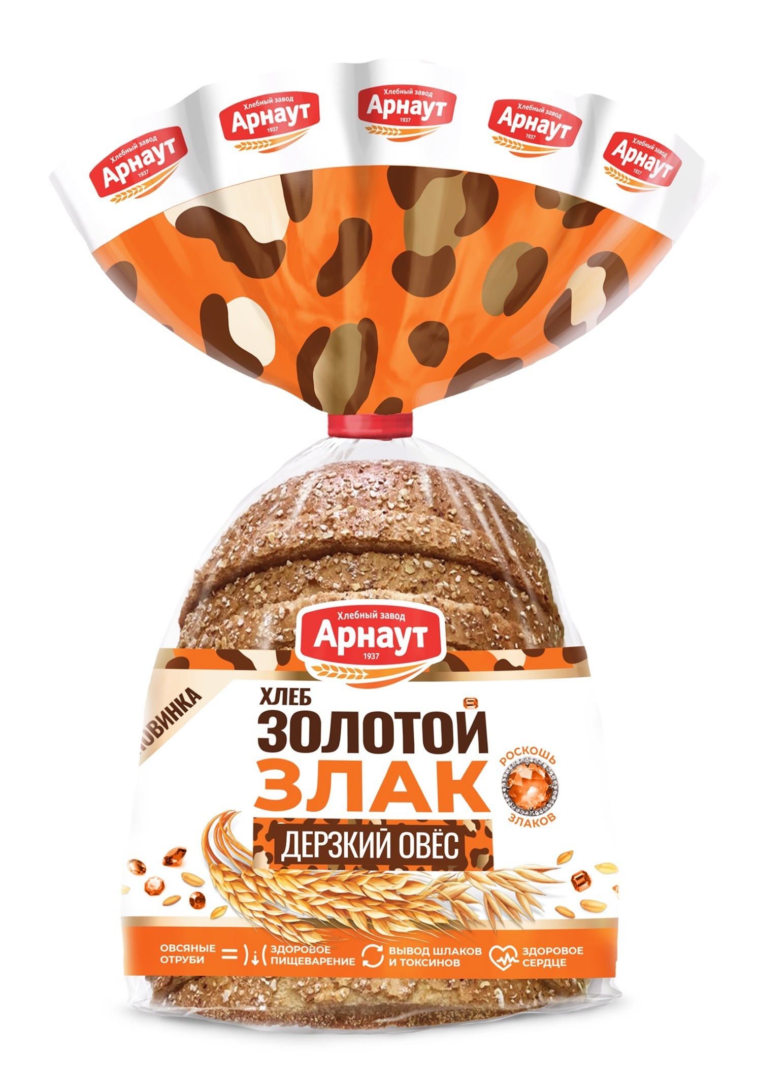 Хлеб 'Золотой злак' с овсяными отрубями нарез. 260г, Арнаут 