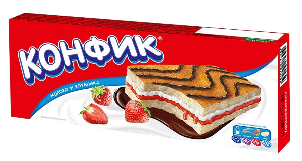 Пирожное 'Конфик Конфестори' бисквит. глаз. с клубн. нач. 150г, Беларусь