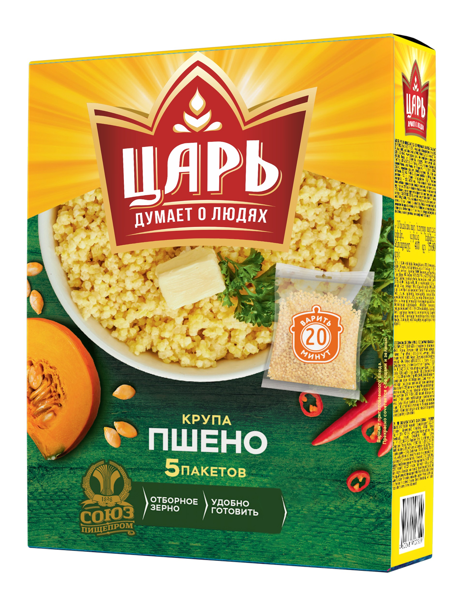 Крупа пшено 'Царь' шлифованное в/п 5*80г
