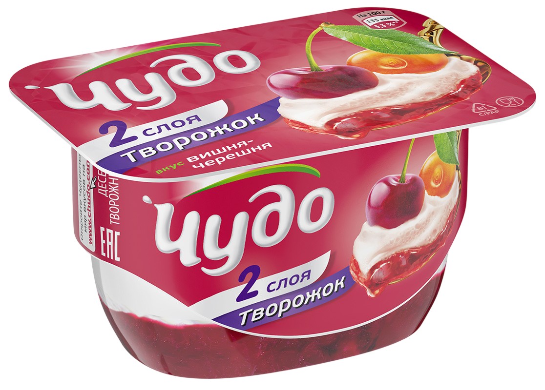 Десерт твор. 'Чудо' вишня/черешня 4% 100г БЗМЖ