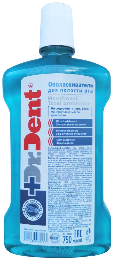 Ополаскиватель д/полости рта 'Доктор Дент' полн. защ. 750мл