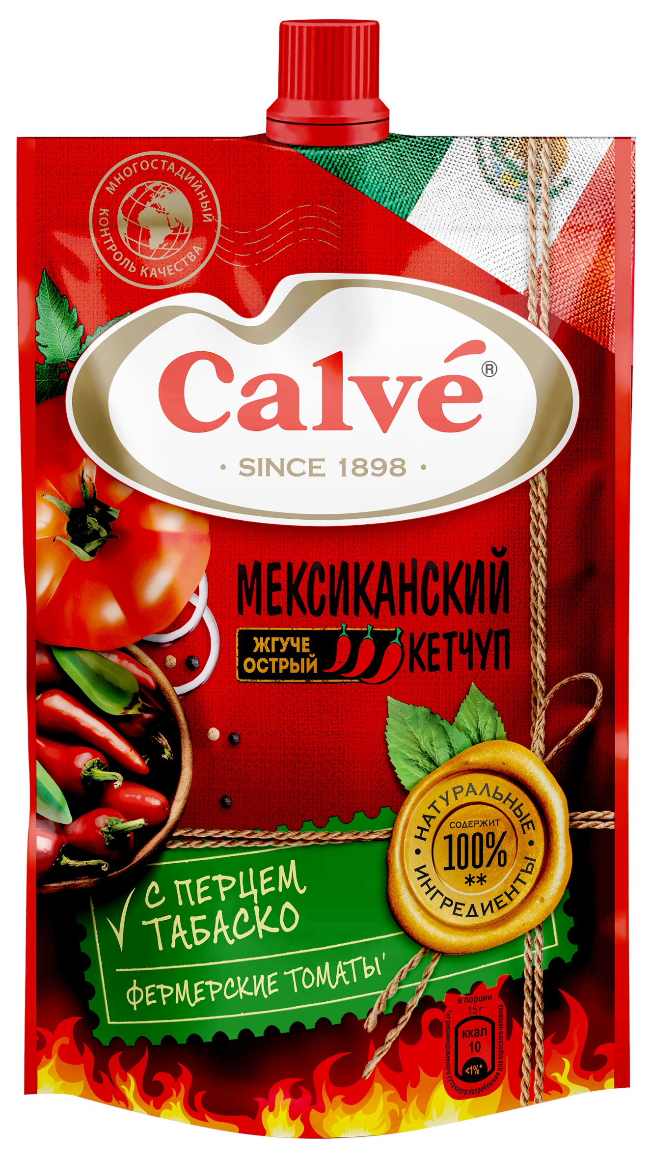 Кетчуп 'Кальве' Мексиканский с перцем Табаско д/п 350г