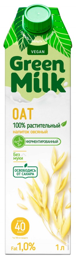 Напиток 'Грин Милк' овсяный с вит. и кальцием 1% 1л