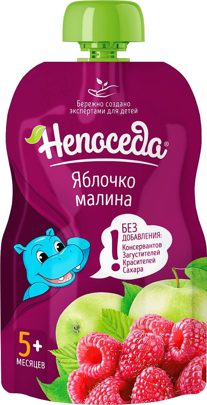 Пюре 'Непоседа' яблоко/малина д/п 90г, Беларусь 