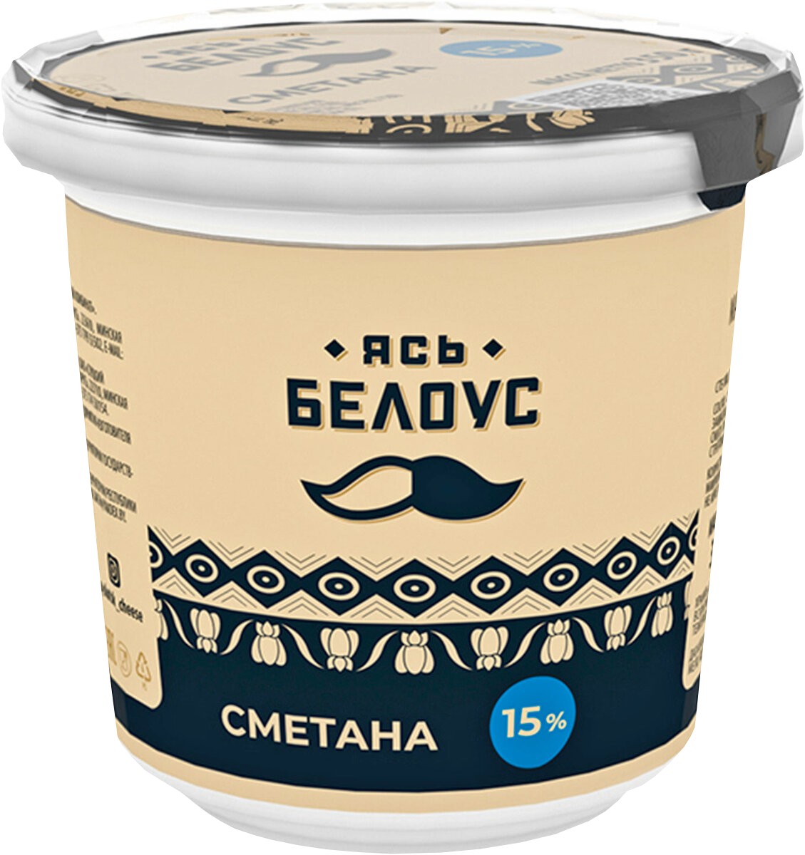 Сметана 'Ясь Белоус' 15% 350г БЗМЖ, Беларусь