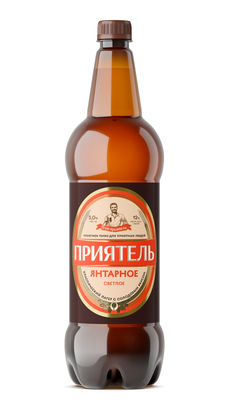Пиво 'Приятель Янтарное' св. фильтр. паст. 5% пэт 1,3л