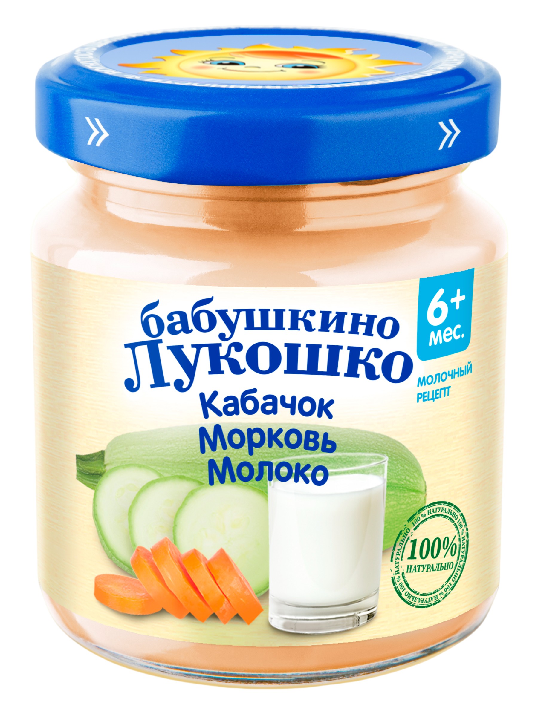 Пюре 'Бабушкино Лукошко' кабачок/морковь/молоко ст/б 100г 