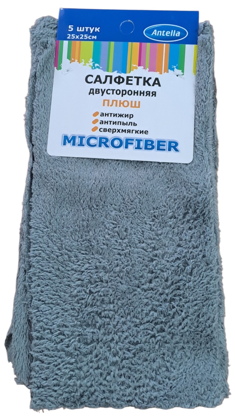 Салфетка микрофиб. 'Плюш' универс. 25*25см 5шт