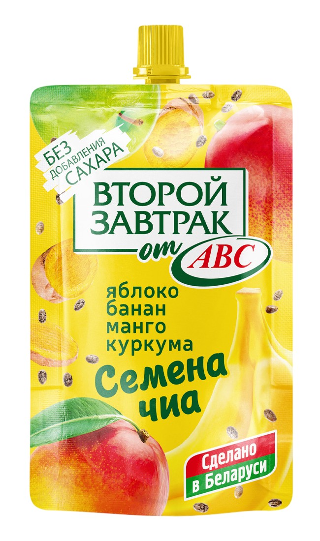 Десерт 'Второй завтрак' ябл.-банан-манго с сем. чиа и курк. б/сахара д/п 200г, Беларусь