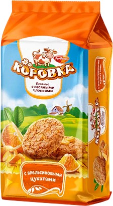 Печенье 'Коровка' овс. хлопья/апельсин. цукаты 152г, Рот Фронт