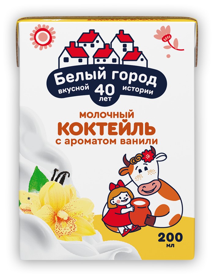 Коктейль молочный 'Белый город' ваниль 1,5% 200мл БЗМЖ 