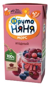 Морс 'ФрутоНяня' клюква/черника/вишня т/п 200мл
