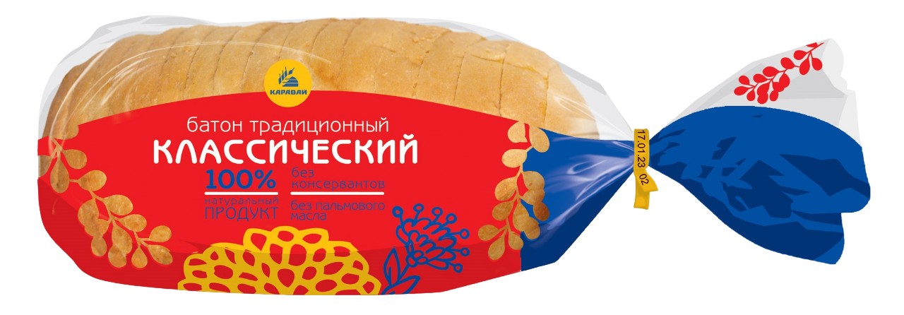 Батон 'Традиционный' классич. в/с нарез. 300г, Каравай