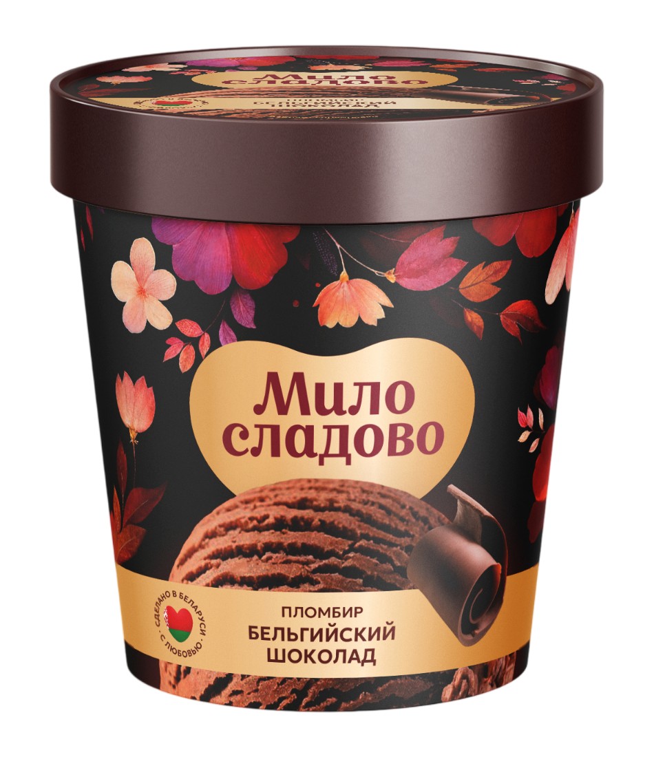 Мороженое 'Милосладово' бельгийский шоколад карт.ст. 280г БЗМЖ, Беларусь