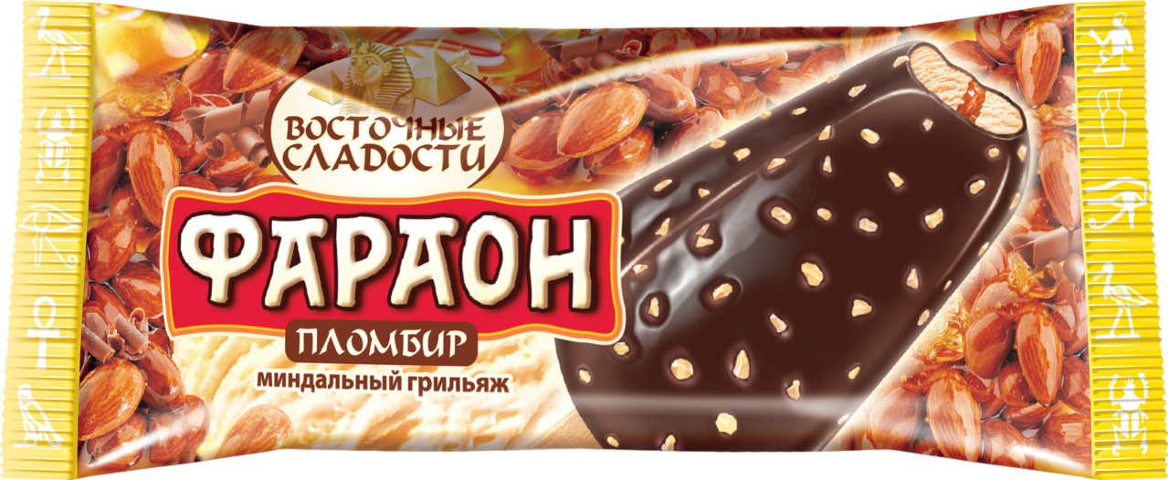 Мороженое 'Фараон' пломбир крем-брюле в шок/орех. глазури эскимо 70г БЗМЖ