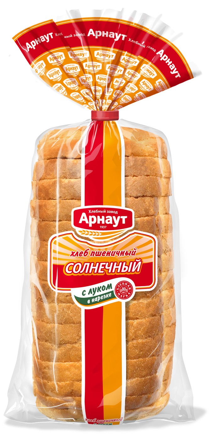 Хлеб 'Солнечный' с луком пшенич. нарез. 350г, Арнаут