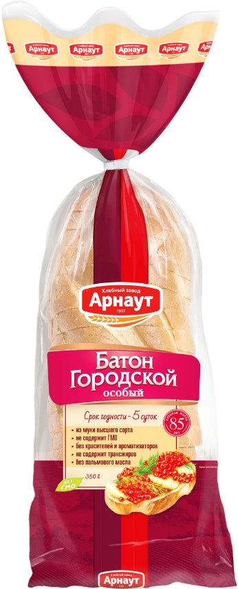 Батон 'Городской' в/с нарез. 350г, Арнаут