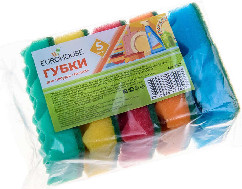 Губка д/посуды 'Волна' макси 5шт