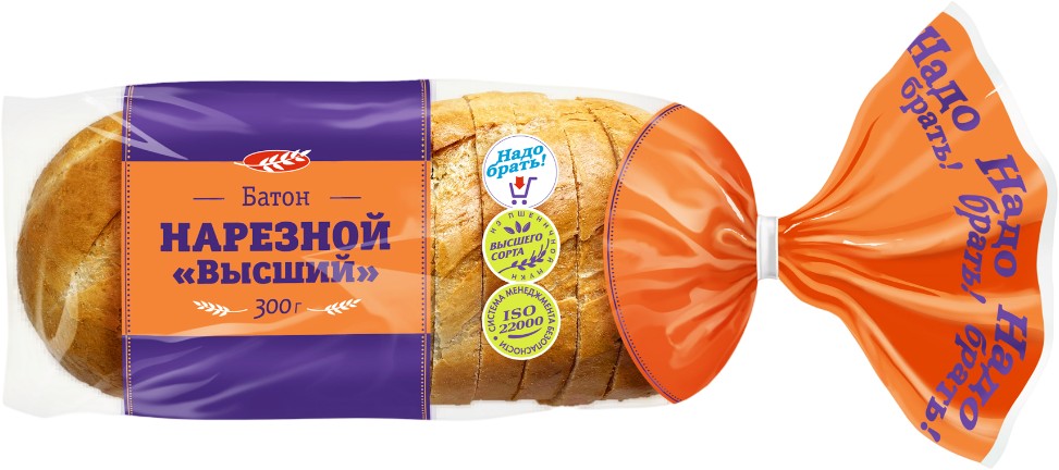 Батон 'Высший' нарезной в/с 300г, Арнаут