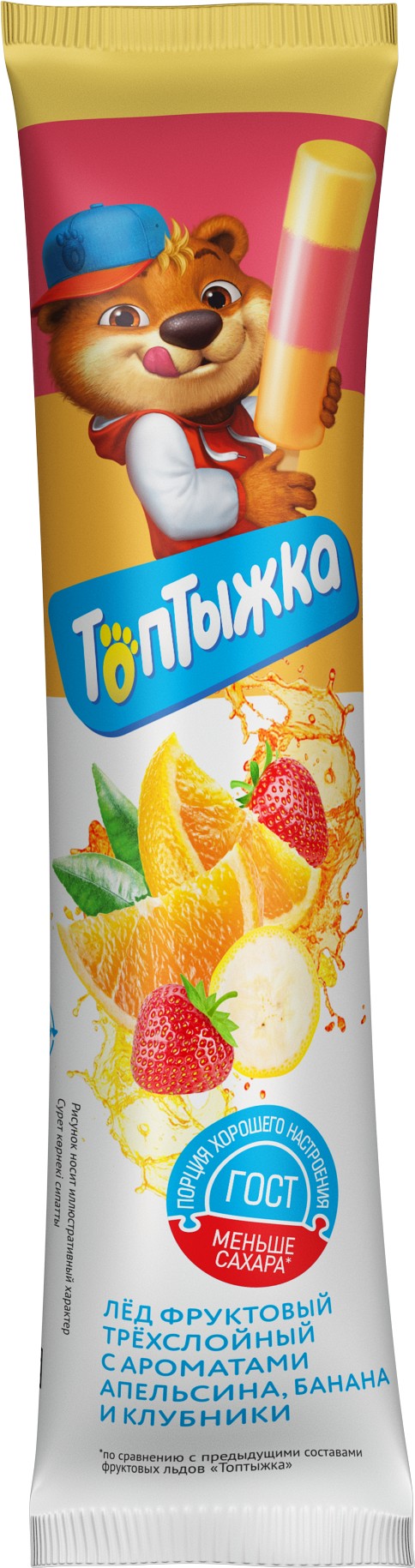 Лед фруктовый 'Топтыжка' апельсин/банан/клубника 50г