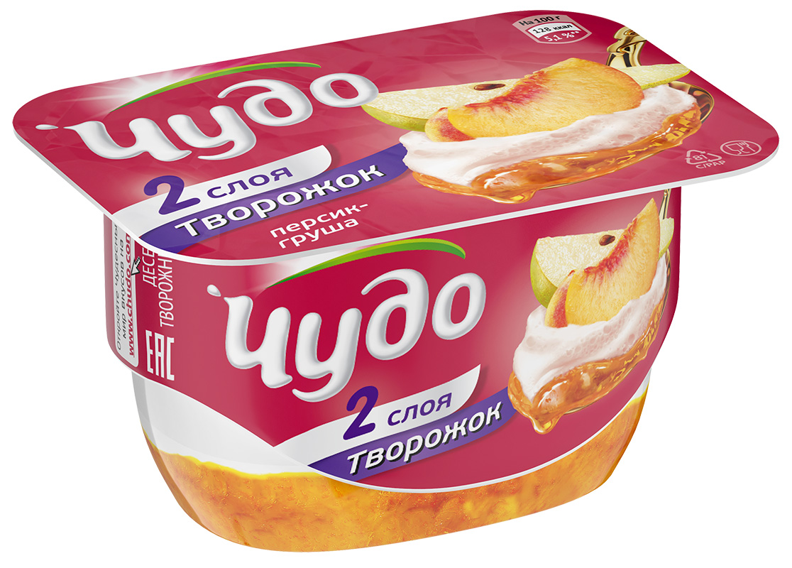 Десерт твор. 'Чудо' персик/груша 4,2% 100г БЗМЖ