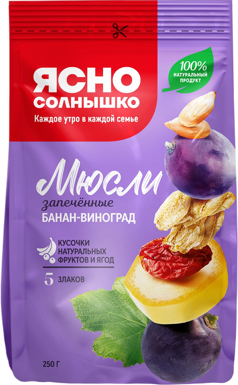 Мюсли 'Ясно солнышко' запечённые банан/виноград м/у 250г