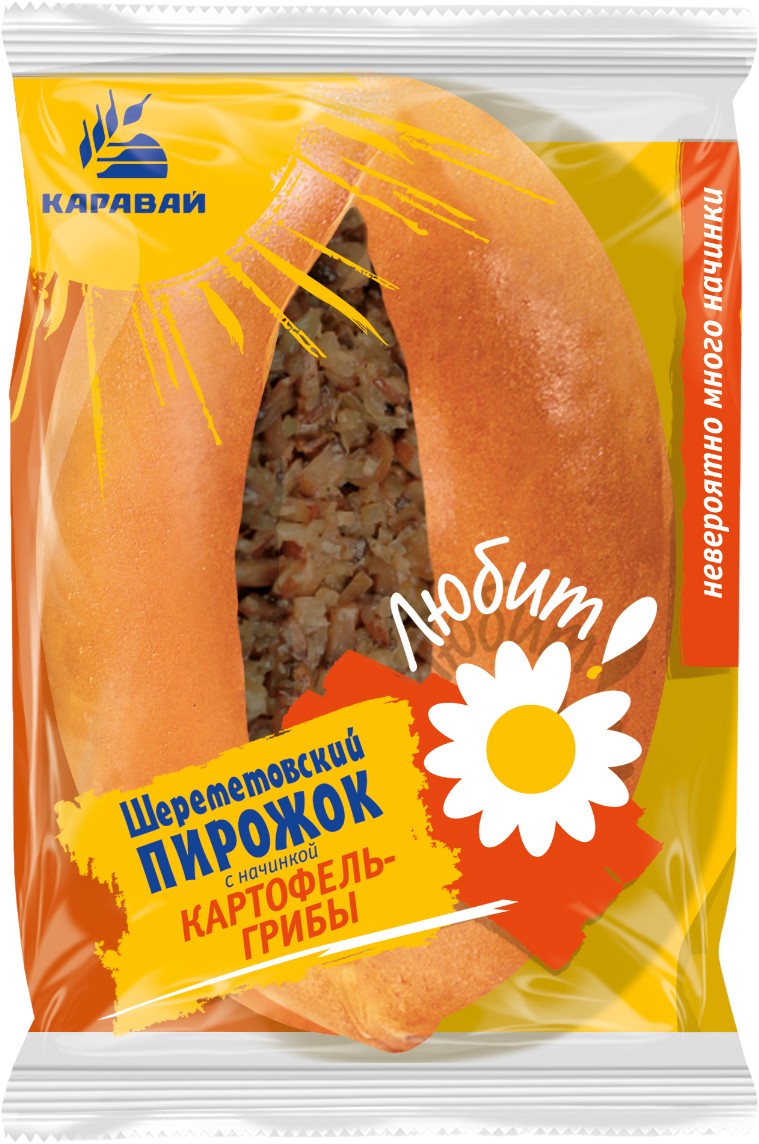 Пирожок 'Шереметовский' с нач. картоф/грибы 70г, Каравай