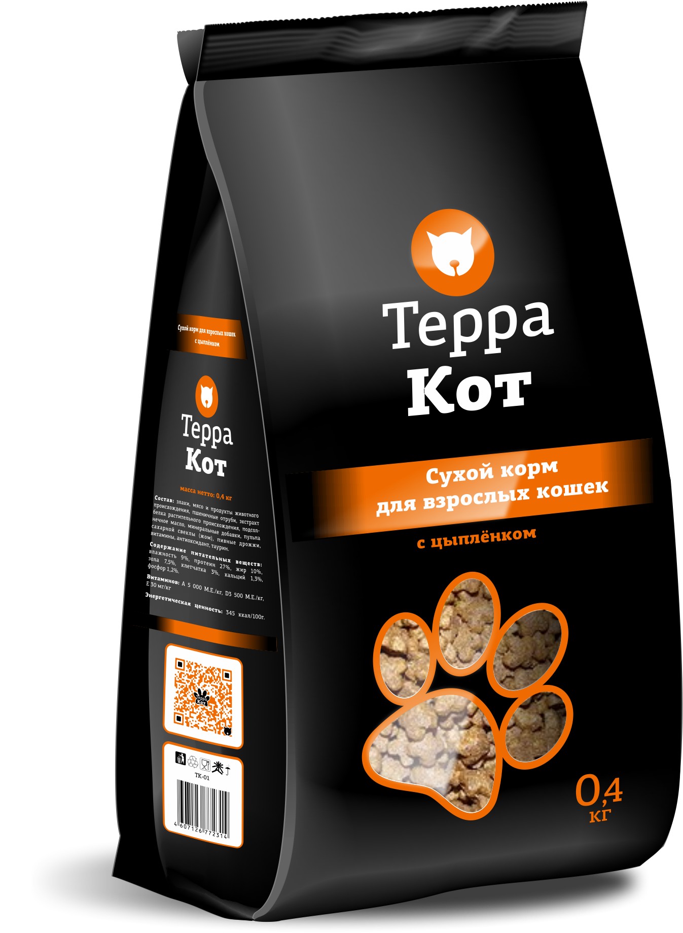 Корм д/кошек 'Терра Кот' курица 400г