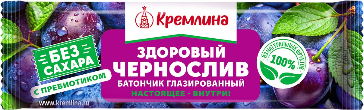 Батончик глазированный 'Чернослив Кремлина Фит' б/сахара 30г