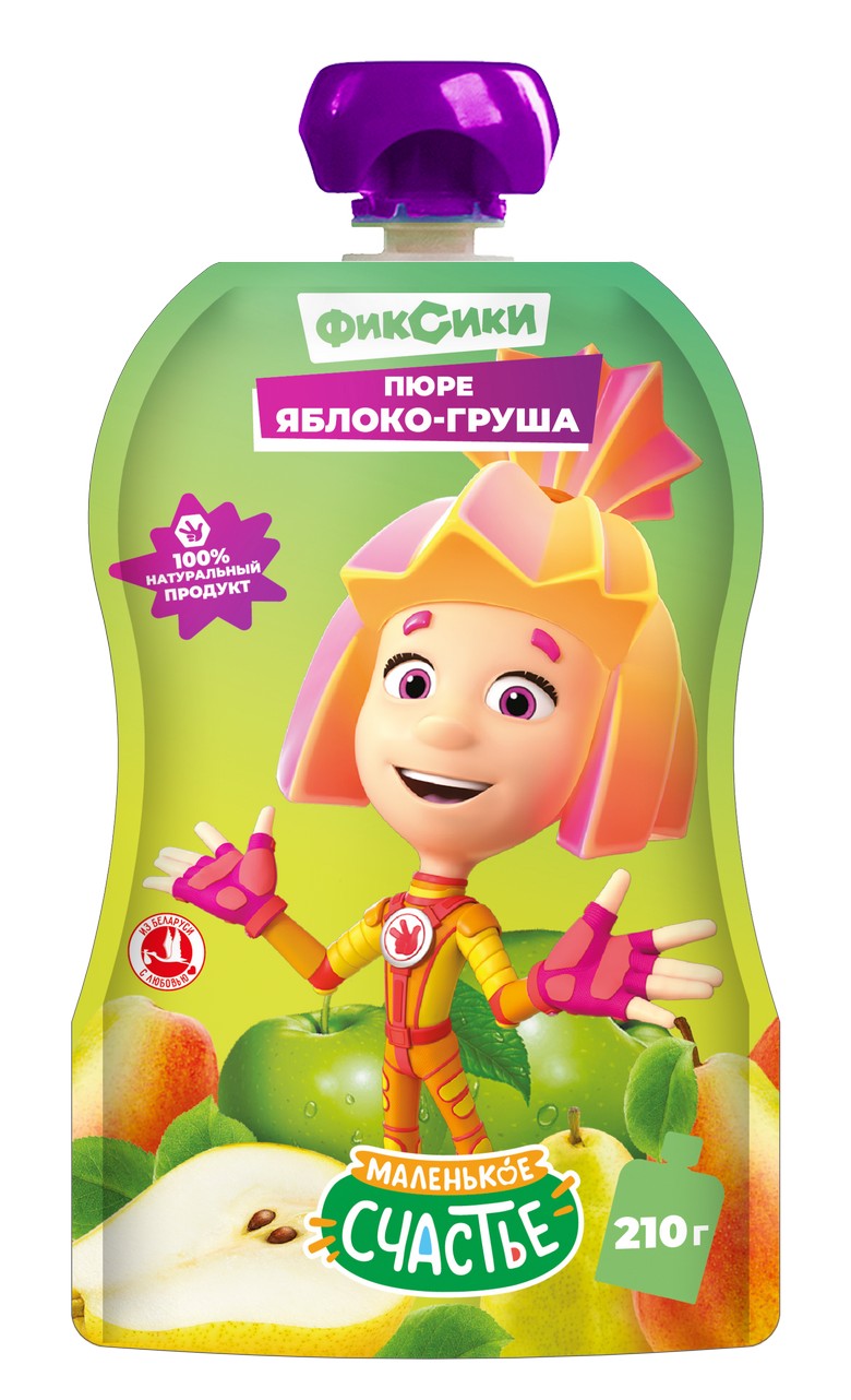 Пюре 'Фиксики' яблоко/груша д/п 210г, Беларусь