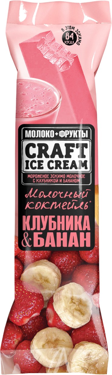 Мороженое 'Крафт' клубника/банан эскимо 60г, БЗМЖ