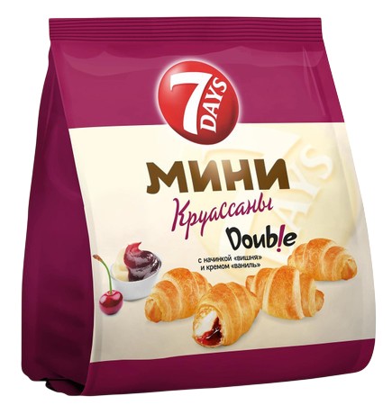 Мини-круассаны '7 дэйс' вишня/крем вкус ванили 176г