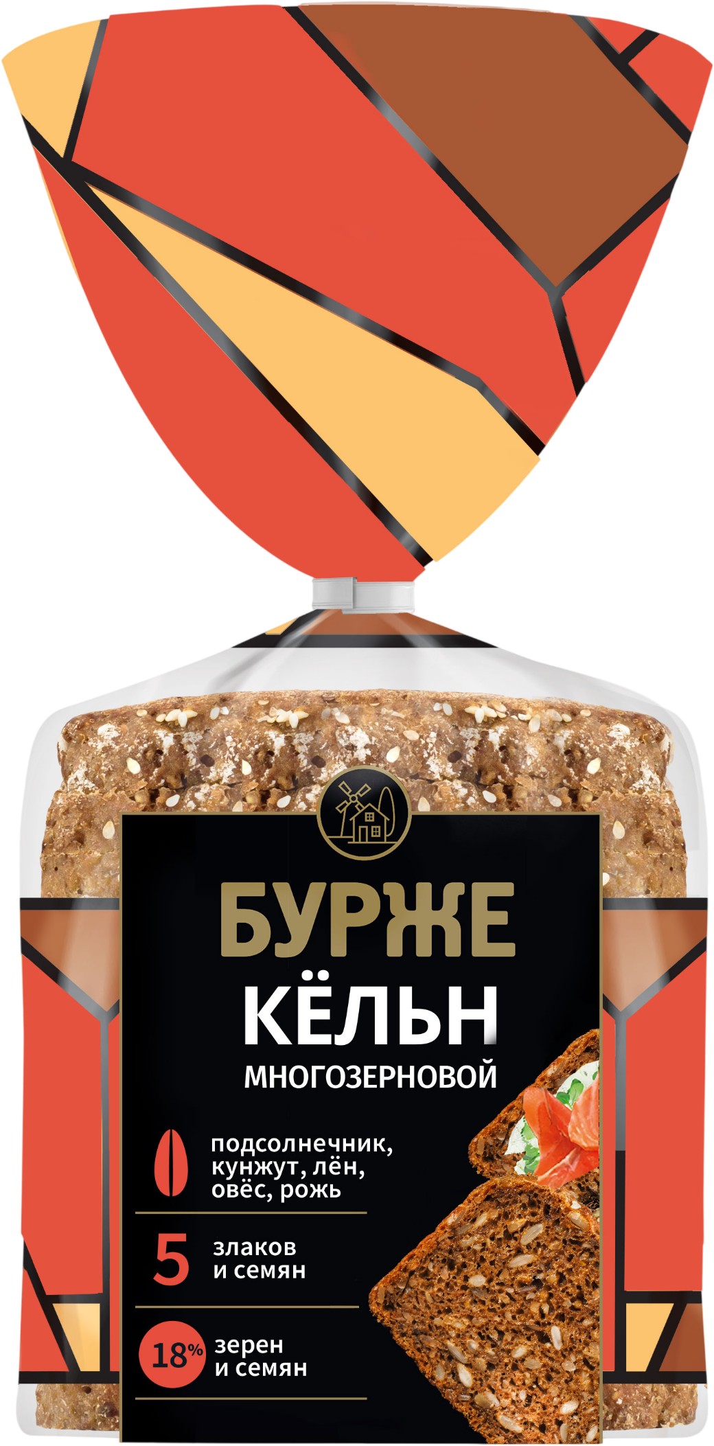Хлеб 'Кельн' многозерновой нарез. 400г, Бурже
