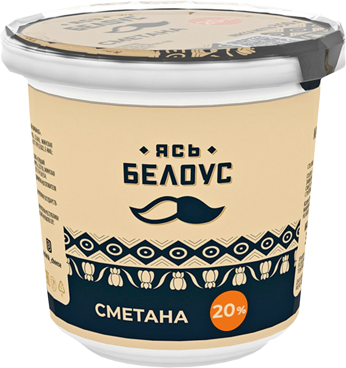 Сметана 'Ясь Белоус' 20% 350г БЗМЖ, Беларусь