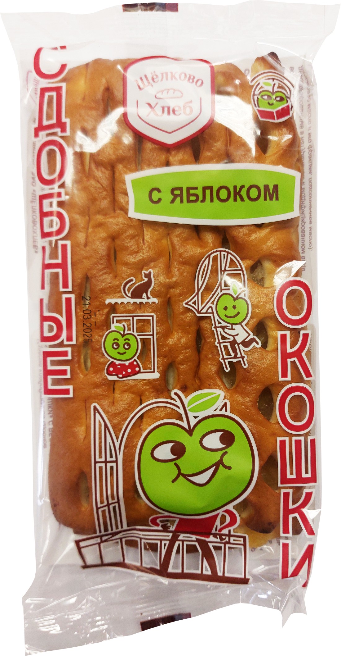 Изд. хлеб. 'Сдобные окошки' яблоко/корица 130г, Щелковохлеб