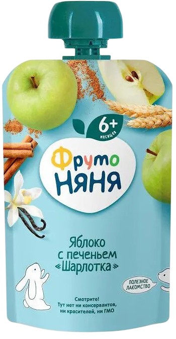 Пюре 'ФрутоНяня' Шарлотка яблоко/печенье д/п 90г 
