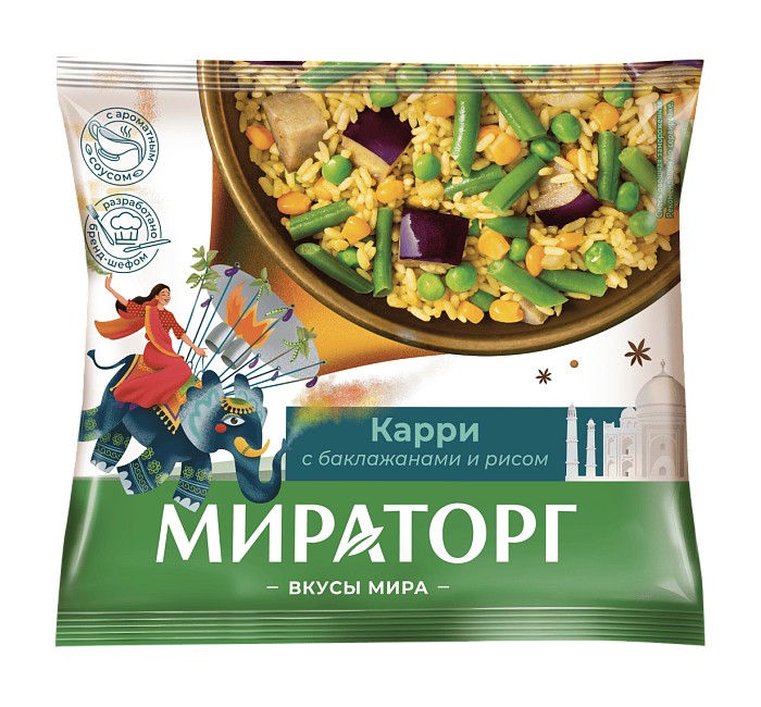 Блюдо готовое 'Мираторг Карри' с баклажанами и рисом зам. 400г