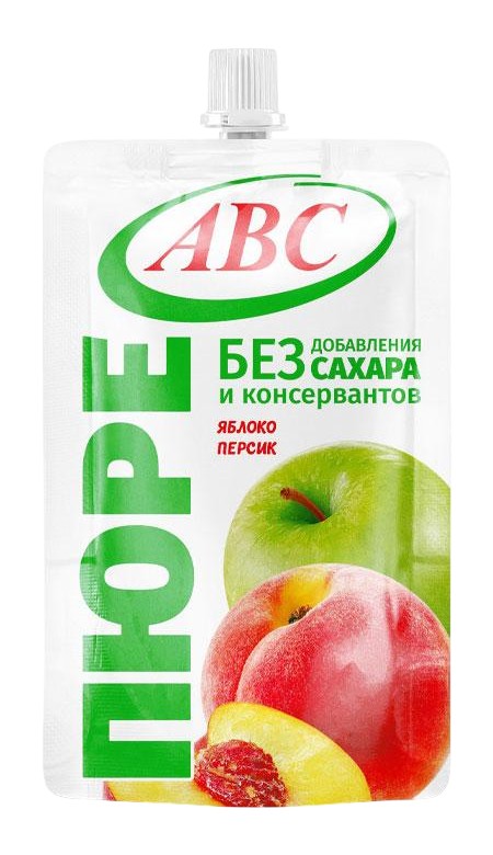 Пюре 'АВС' яблоко-персик б/сахара д/п 200г, Беларусь
