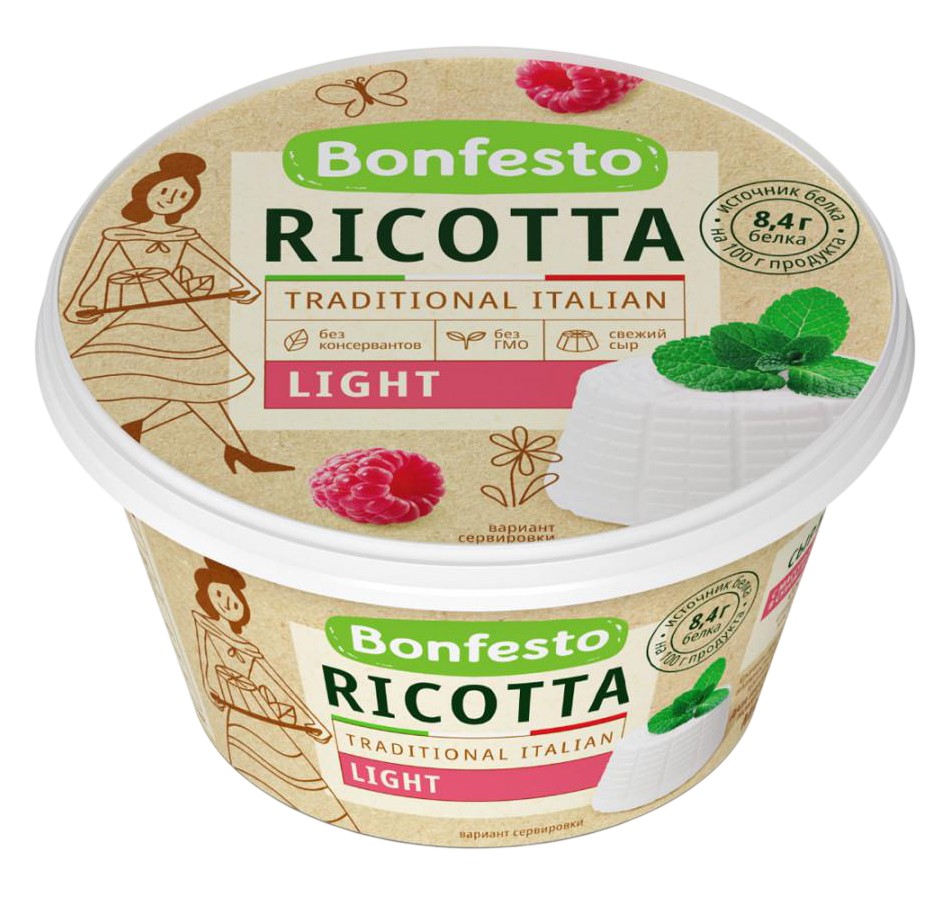 Сыр 'Бонфесто' Рикотта мягкий 40% 250г БЗМЖ, Беларусь
