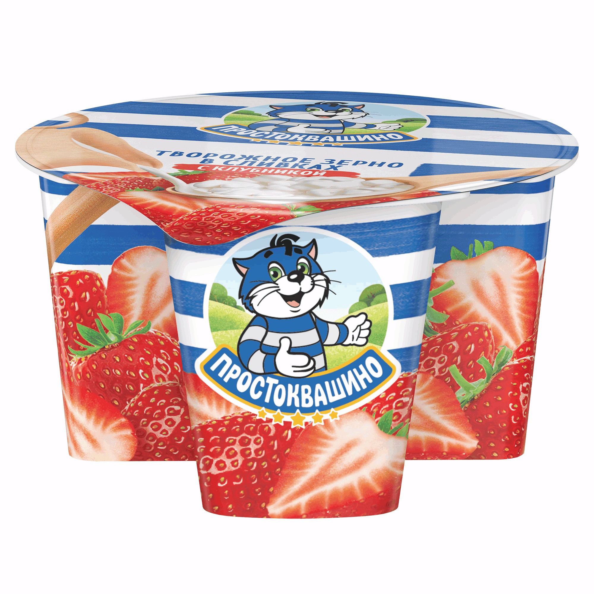 Продукт творожный 'Простоквашино' клубника 5% 140г БЗМЖ