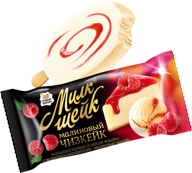 Мороженое 'Милк Шейк' пломбир малиновый чизкейк эскимо 55г БЗМЖ