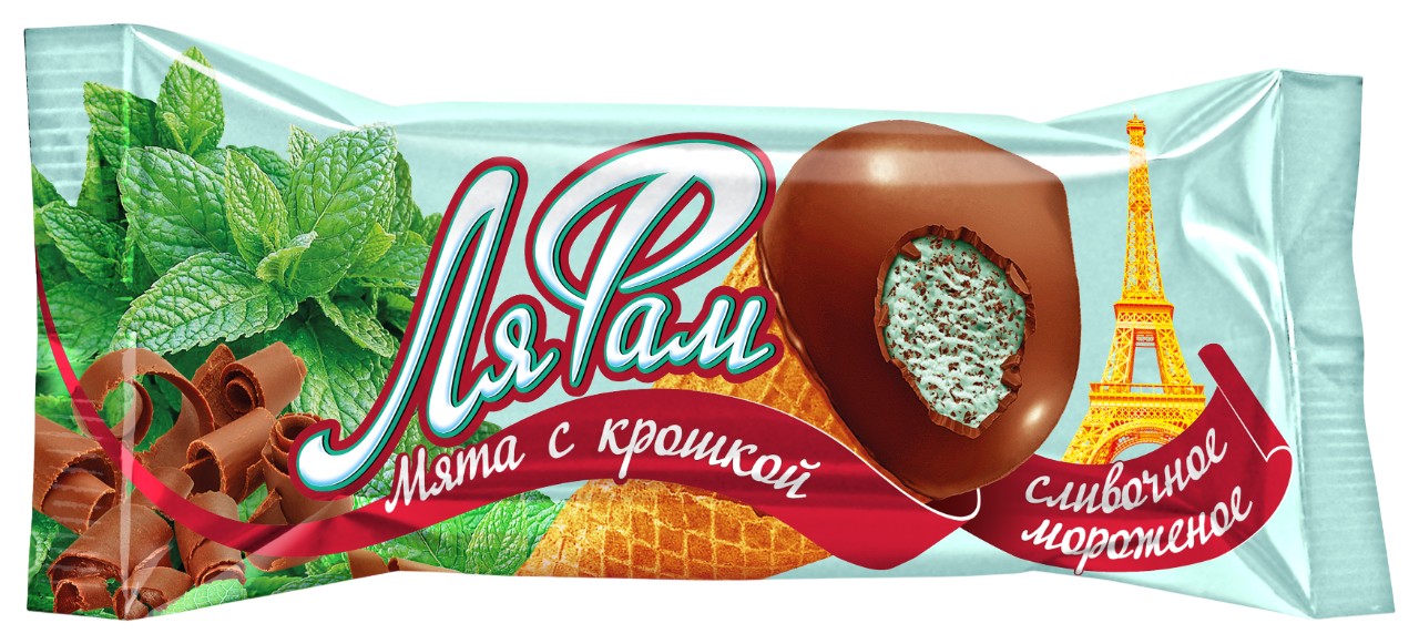 Мороженое 'Ля Фам' слив. Мята с крошкой ваф.сах.рожок 70г БЗМЖ
