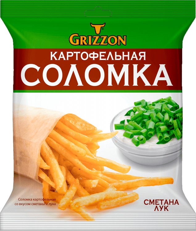 Чипсы 'Гриззон' соломка картофельная со вкусом сметана/лук 80г