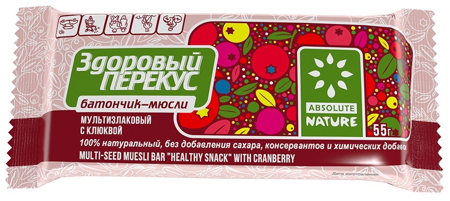 Батончик-мюсли 'Здоровье и Вкус' с клюквой 55г