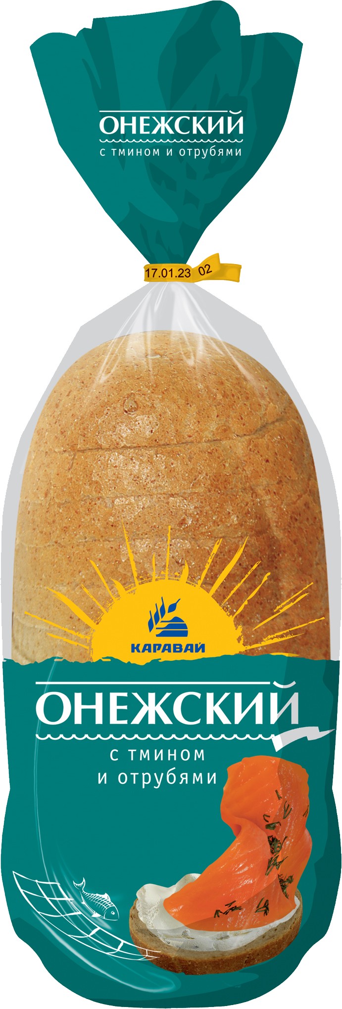 Хлебец 'Онежский' тмин/отруби нарез. 250г, Каравай