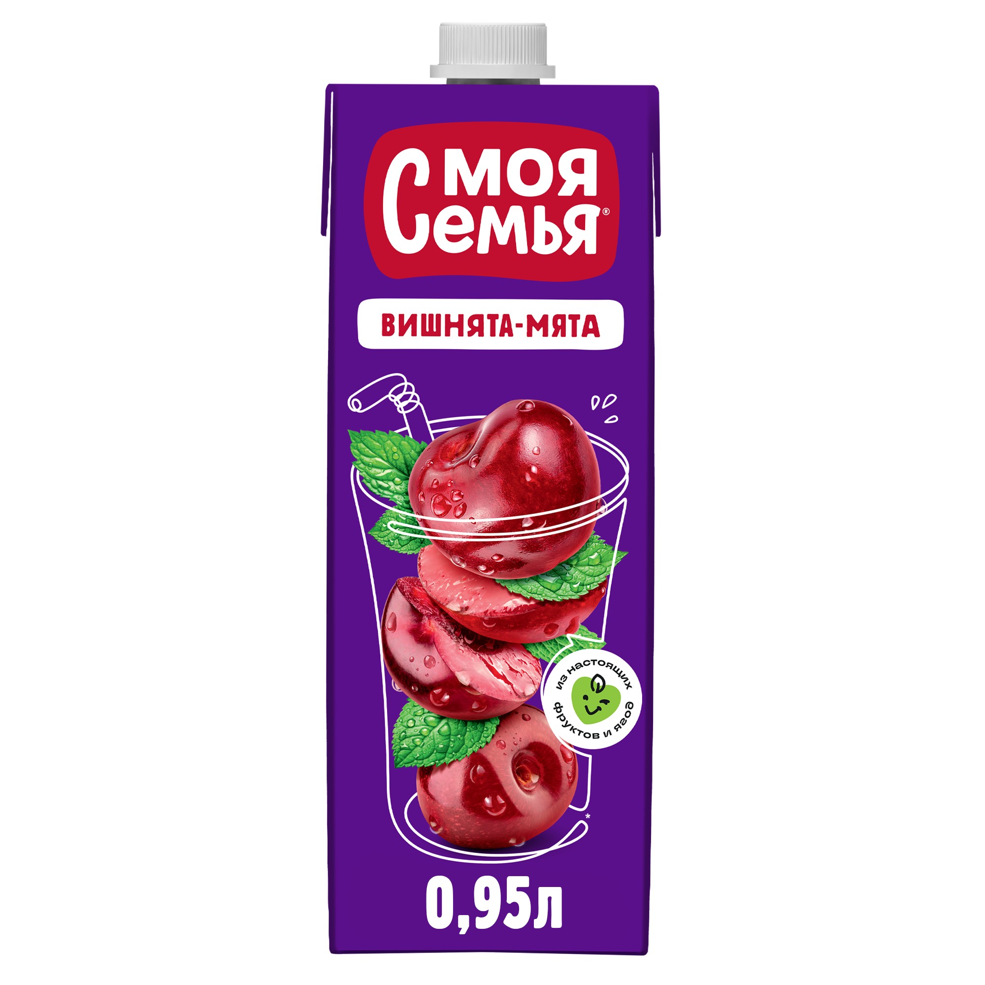 Напиток сокосод. 'Моя Семья' яблоко/арония/вишня с экстр. мяты т/п 0,95л