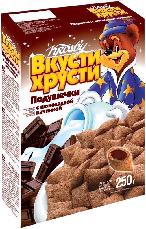 Завтрак готовый 'Вкусти-Хрусти' подушечки с шок. нач. 250г