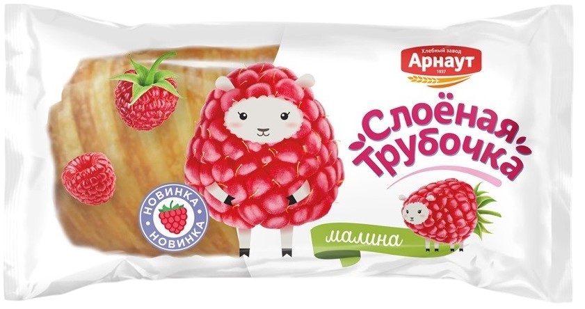 Трубочка слоеная с малиновой начинкой 75г, Арнаут