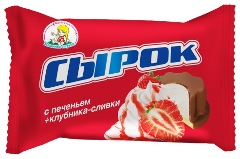 Сырок глаз. 'Молочная страна' с печеньем и начинкой Клубника со сливками 40г, Беларусь